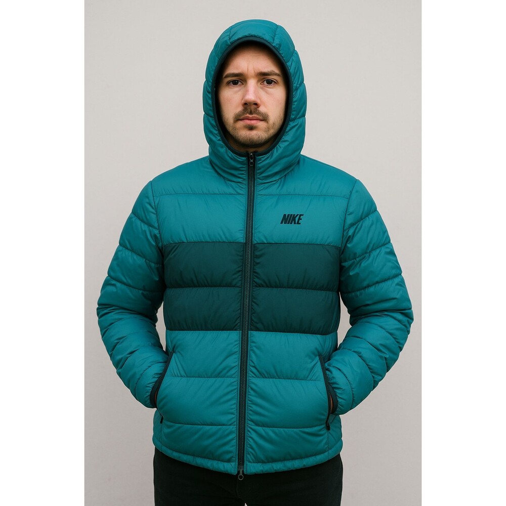 Nike Vintage Rare NSW Down Bubble Nylon Jacket Coat Heavy Green Black Teal
